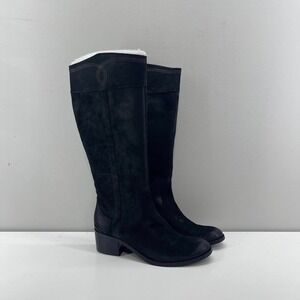 Donald Pliner Willi Boots Womens 10 Black Suede Tall Western Riding Casual